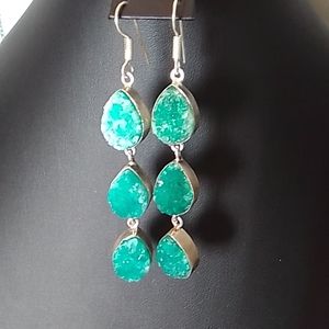 Turquoise Dried Druzy Sterling Silver Earrings